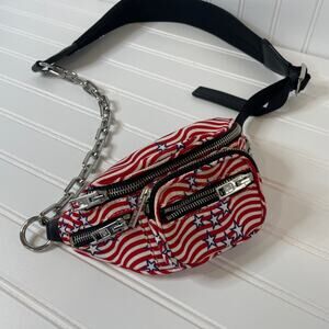 Alexander Wang Womens Red Monogram Attica Waist Bag Nylon Chain